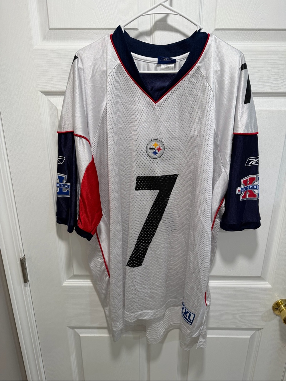 Reebok Men’s White NFL #7 Jersey with Navy & Red Details